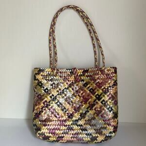 Handwoven  Woven Handbag Artisan Craft Gift multicolor Boho Tote